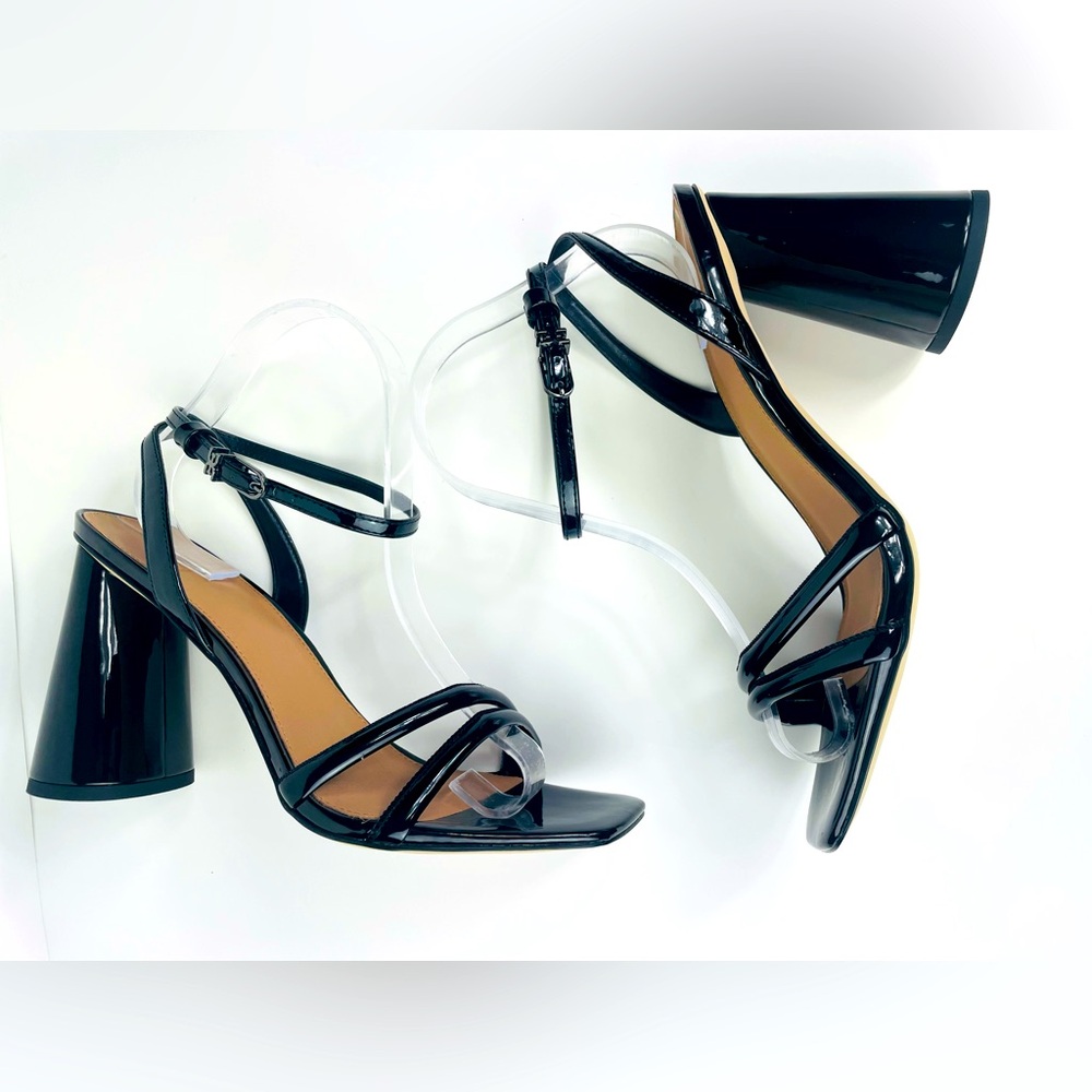 Sam Edelman Kia Black Patent Block Heel Sandal Size 10